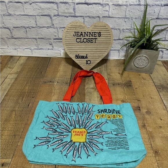Trader Joe’s Bag Trader Joes Reusable Heavy Cotton bag Sardine Shopping Bag - Picture 6 of 7